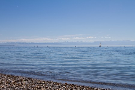 view on the lake constance in germany の写真素材
