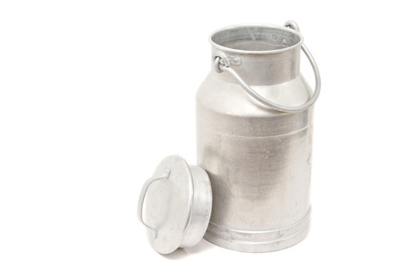 a vintage milk can isolated on whiteの写真素材