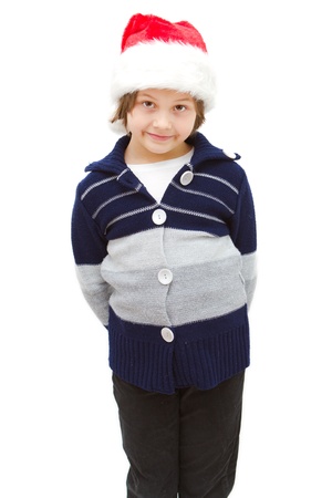 little girl dressed like a santa claus の写真素材