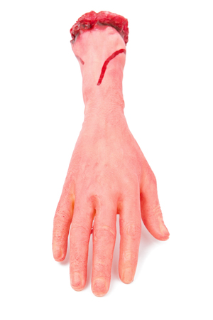 the creepy halloween toy isolated on whiteの写真素材