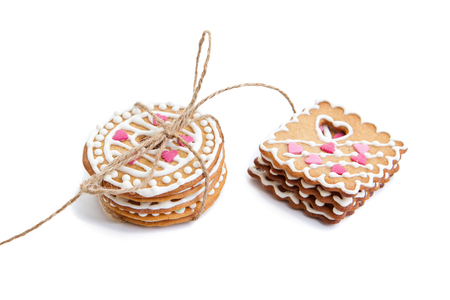 The gingerbread cookies isolated on white backgroundの写真素材