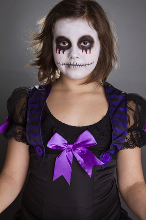 the girl wearing halloween make upの写真素材