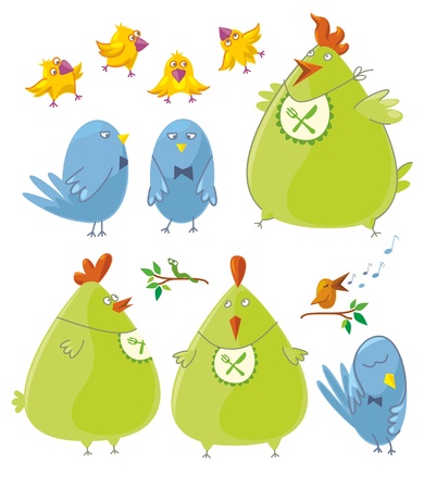  Birds Set. Various caracters.のイラスト素材