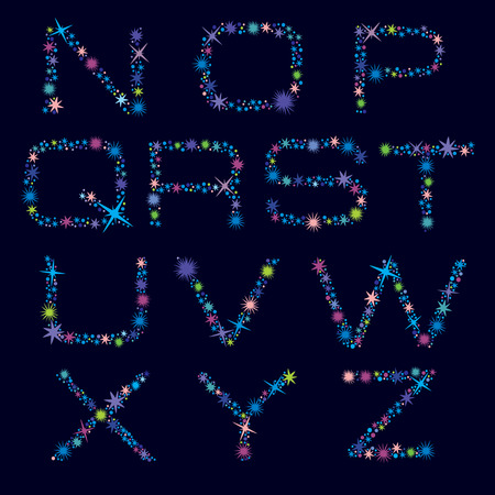 alphabet made of bright coloured stars. のイラスト素材