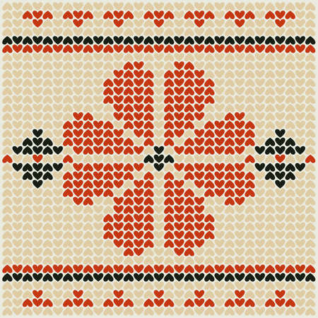Embroidery floral symbol. Pattern made of little heart shapes. Ukrainian symbol.