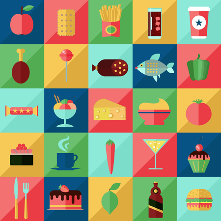Food and drink flat icons collectionのイラスト素材