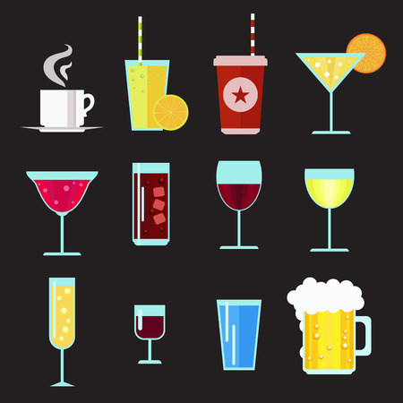 Drinks flat icons vector illustrationのイラスト素材