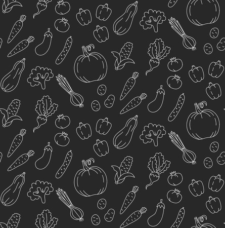 Veetables doodle seamless vector patternのイラスト素材