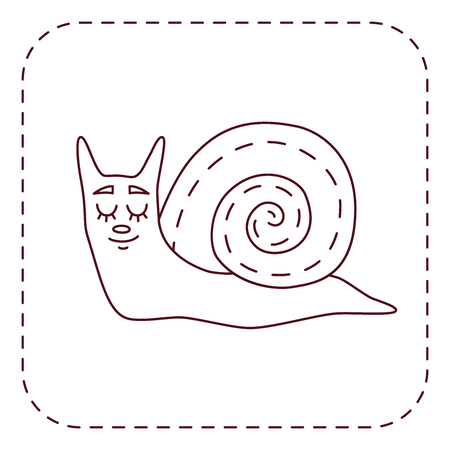 Doodle cartoon line snail vector illustrationのイラスト素材