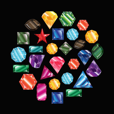 Stones and crystals vector set isolatedのイラスト素材