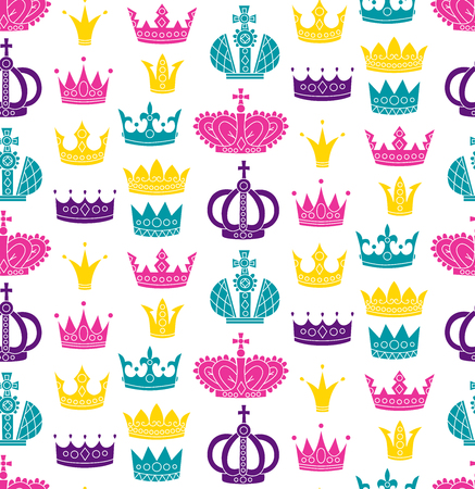 Crowns colorful modern seamless vector patternのイラスト素材