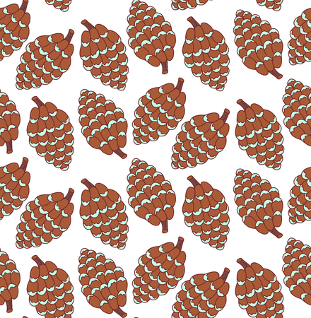 Christmas fir tree cones seamless vector patternのイラスト素材