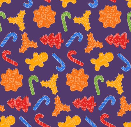Christmas cookies colorful seamless vector patternのイラスト素材