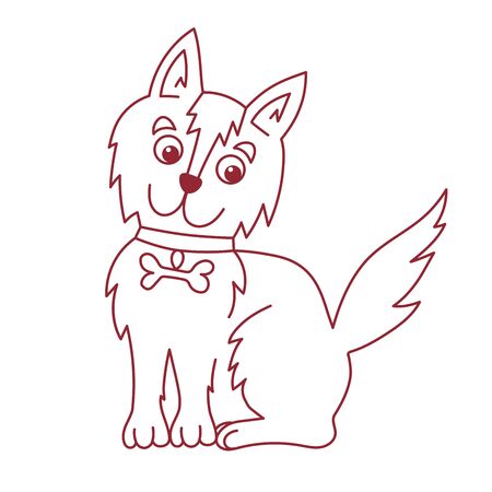Dog puppy line doodle vector illustrationのイラスト素材