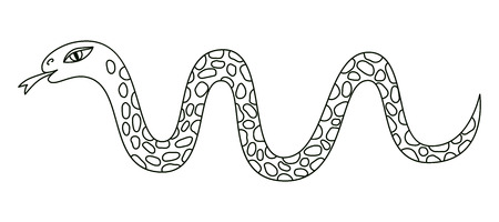 Snake black and white outline vector illustration