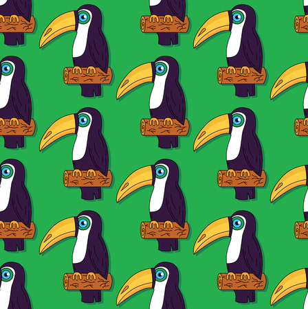 Toucan bird colorful seamless vector patternのイラスト素材