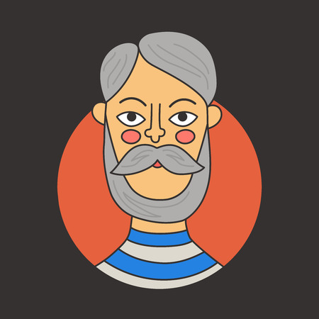 Old man male grandfather doodle colorful portrait vectorのイラスト素材
