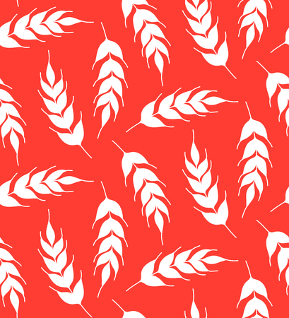 Rye grainsilhouette floral red seamless vector patternのイラスト素材