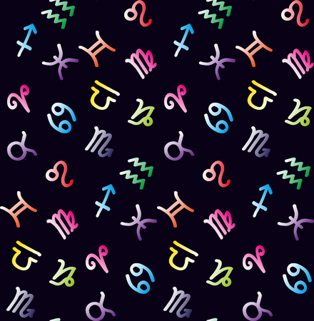 Zodiac signs symbols colorful seamless vector patternのイラスト素材