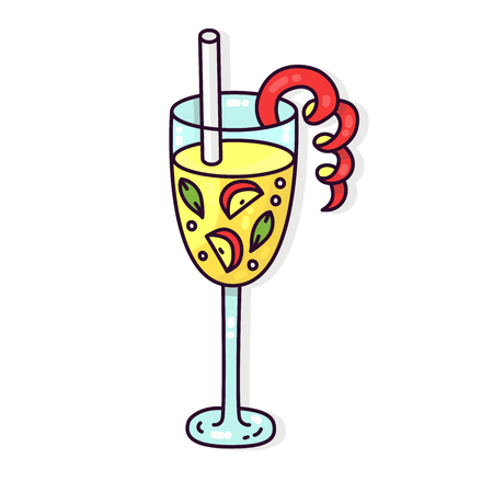 Cocktail drink doodle colorful cartoon vector iconのイラスト素材