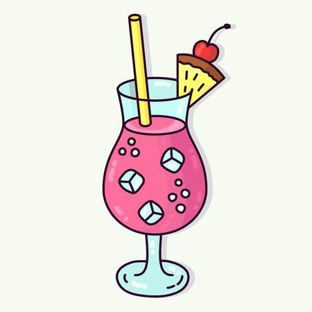 Cocktail colorful beverage drink cartoon vector iconのイラスト素材