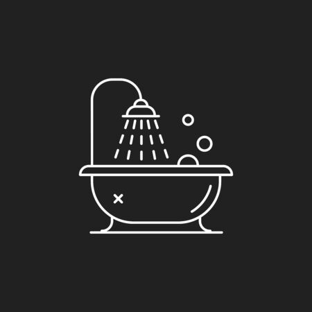 Bathtub thin line art linear vector icon illustrationのイラスト素材