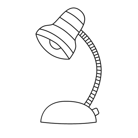 Table office lamp doodle line icon black and whiteのイラスト素材