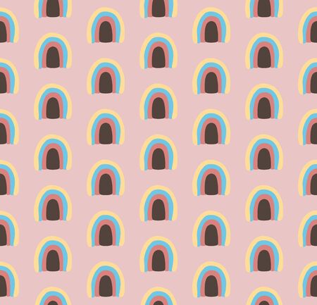 Rainbow simple childish colorful seamless vector patternのイラスト素材