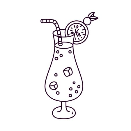 Cocktail doodle line vector icon bar drink  beverageのイラスト素材