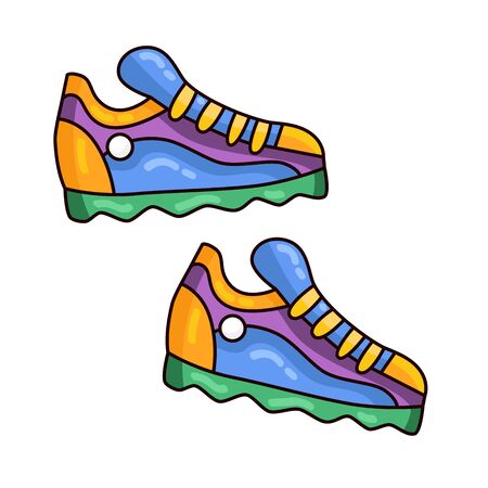 Sneakers sport shoes doodle cartoon colorful vector iconのイラスト素材