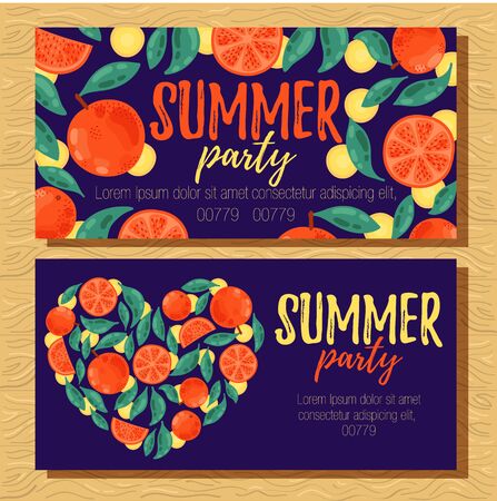 Oranges citrus fruits colorful summer banners template vector designのイラスト素材
