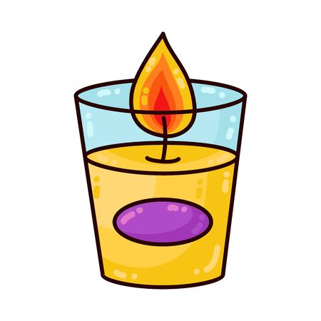 Candle in glass cute colorful cartoon vector iconのイラスト素材
