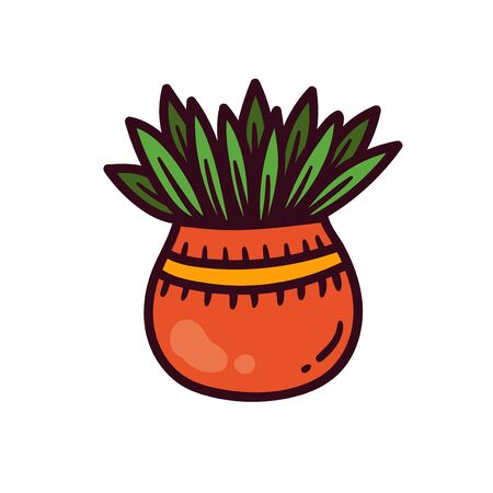 Flower pot colorful house plant vector iconのイラスト素材