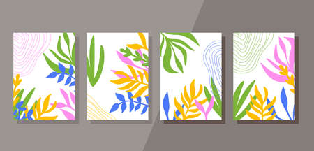 Floral trendy posters design banners templates set