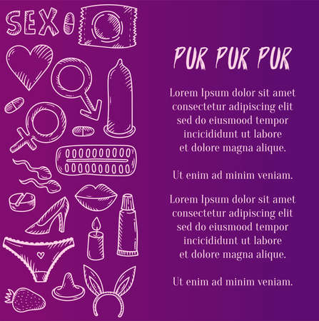 Sex intimate romance icons doodle vector setのイラスト素材
