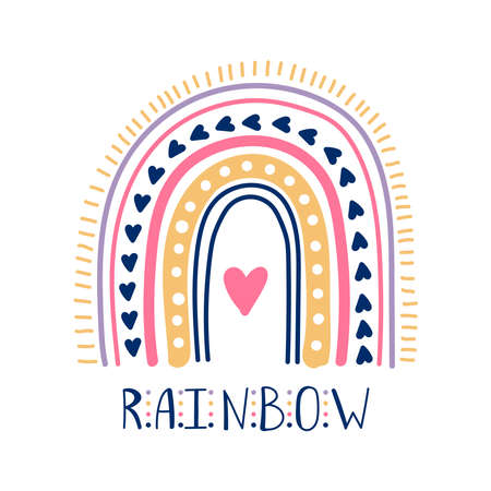 Boho rainbow cute simple naive vector iconのイラスト素材