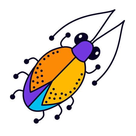 Bug beetle colorful cartoon cute vector icon