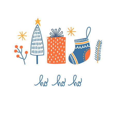 Christmas New Year greeting card vector templateのイラスト素材