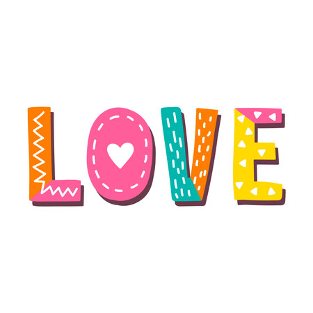 Love word letters cute adorable vector icons set. Vector illustrationのイラスト素材