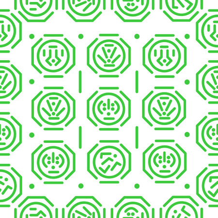 Seamless abstract pattern with green geometric shapes. Can be used as a print on fabrics, wrappers, bags, etc.のイラスト素材