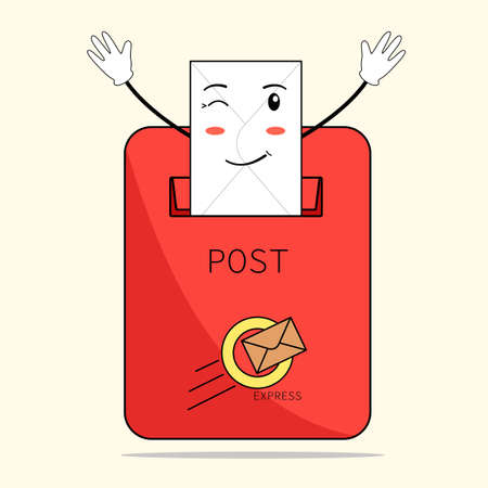 Mailbox, vector illustration. Red mailbox with a letter. Mailbox vectorのイラスト素材