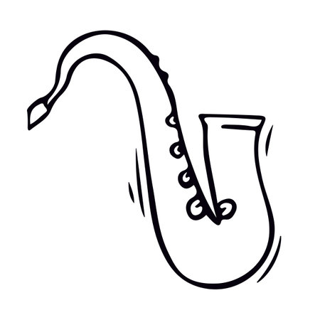 Saxophone is a jazz musical instrument. Illustration in doodle style. Vectorのイラスト素材