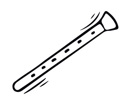 Clarinet in doodle style. Hand drawn minimalism style. Vectorのイラスト素材