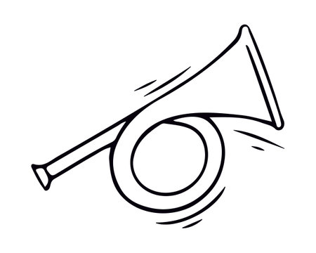 Musical instrument trumpet in doodle style. Vectorのイラスト素材
