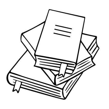 Pile of books in doodle style. Sketches of books isolated on white. Vector illustrationのイラスト素材