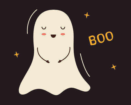 Cute ghost. A simple Halloween ghost. Vector illustrationのイラスト素材