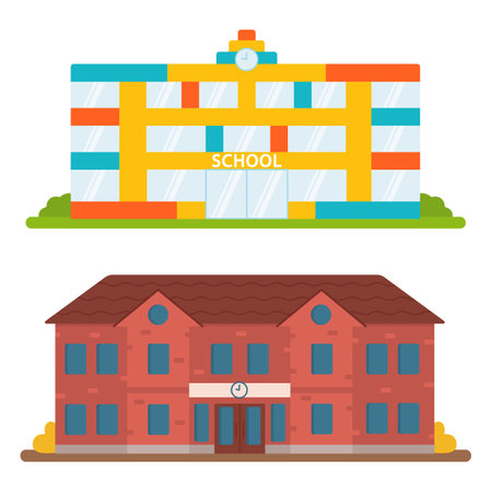 School building is in a flat style. College or university school. Vector illustrationのイラスト素材