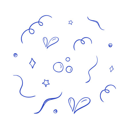 Hand drawn set elements for design. Doodle illustration on white background. Vector set of different doodlesのイラスト素材