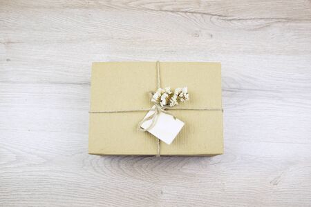 Eco gift box with flowersの写真素材
