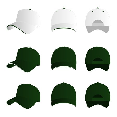 Green baseball cap vector setのイラスト素材